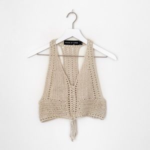 LF House of Three Crocket Knit Racerback Crop Top
